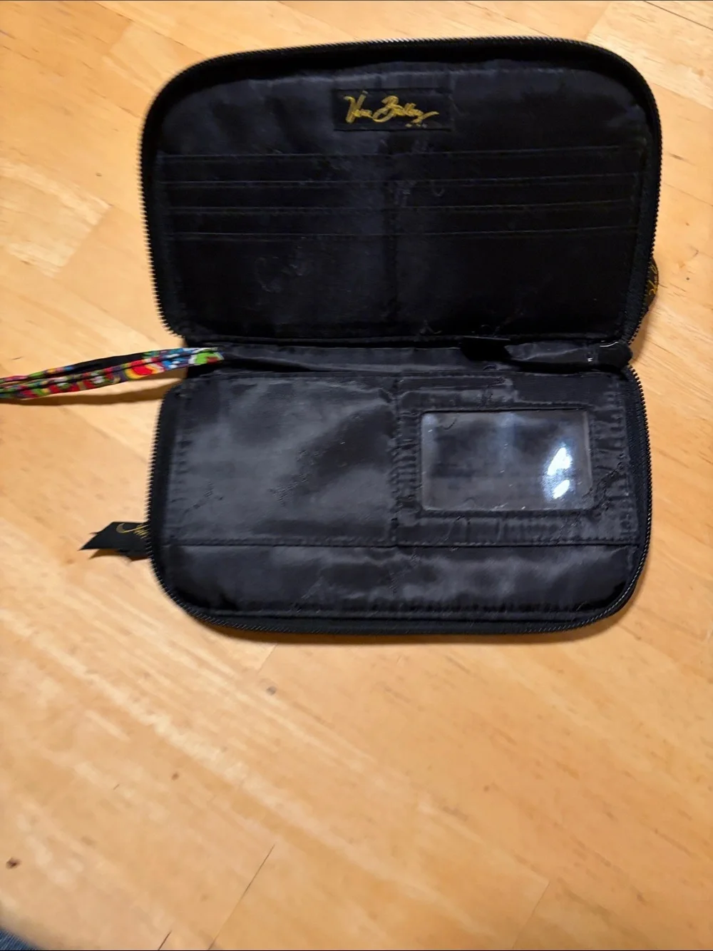 Vera Bradley Black Multicolor Symphony Floral Paisley Zip Wallet